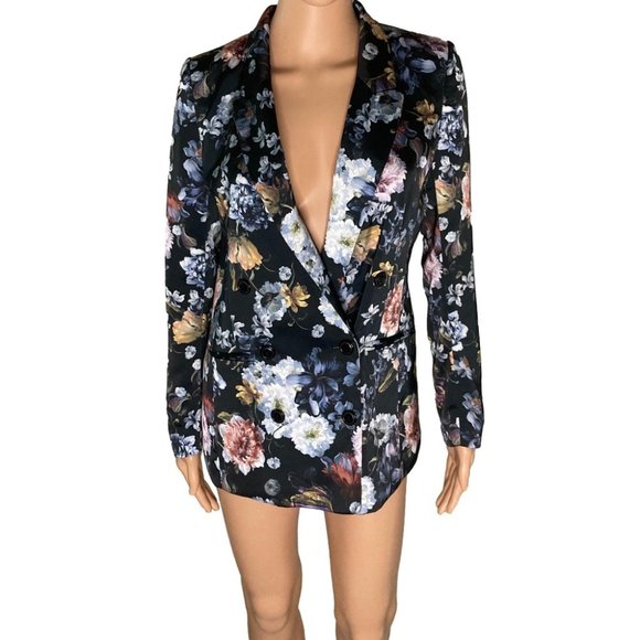 H&M Jackets & Blazers - H & M Floral Patterned Satin Jacket